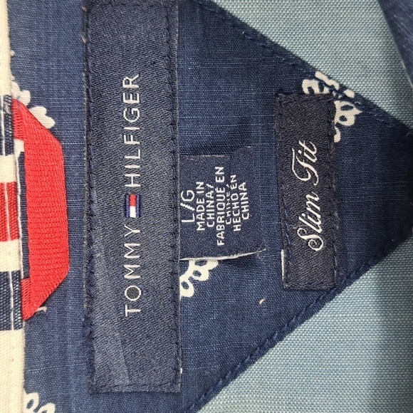 Tommy Hilfiger dark blue & white stitching slim fit LG casual button-up shirt - Picture 5 of 6